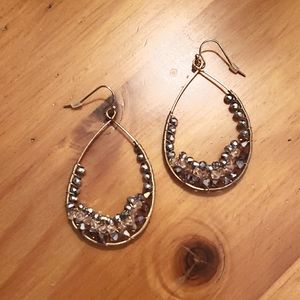 Anthropologie shiny beaded hoop earrings